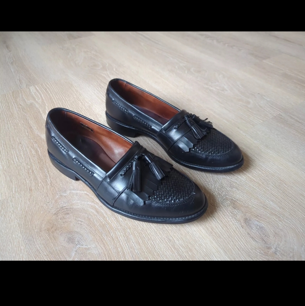 Allen Edmonds CODY USA Black Leather Woven Tassel Loafer Shoes Men's 10.5